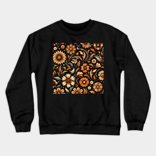 Orange Floral motif Crewneck Sweatshirt